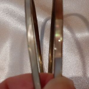 Mother of pearl thin metal bangle bracelets, set of 2